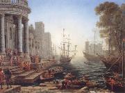 Claude Lorrain Seaport with the embarkation of Saint Ursula oil painting